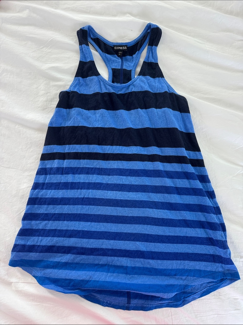 Express Blue and Navy Striped Racerback Tank top